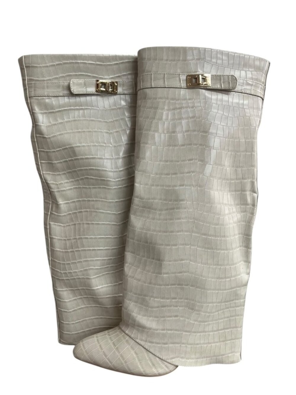 Fashion Nova Women's Croc-Embossed Knee-High Boots Size 8